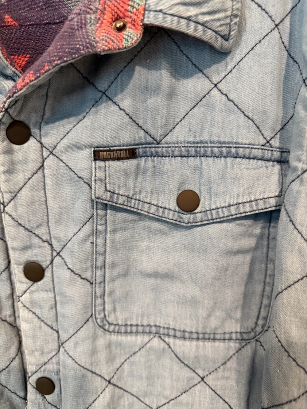 Men's Quilted Aztec Field Jacket | Reversible - Purple Multi - Picture 9 of 13